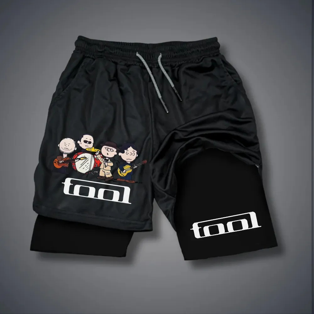 Whimsical Cartoon Rock Band Double Lined Shorts
