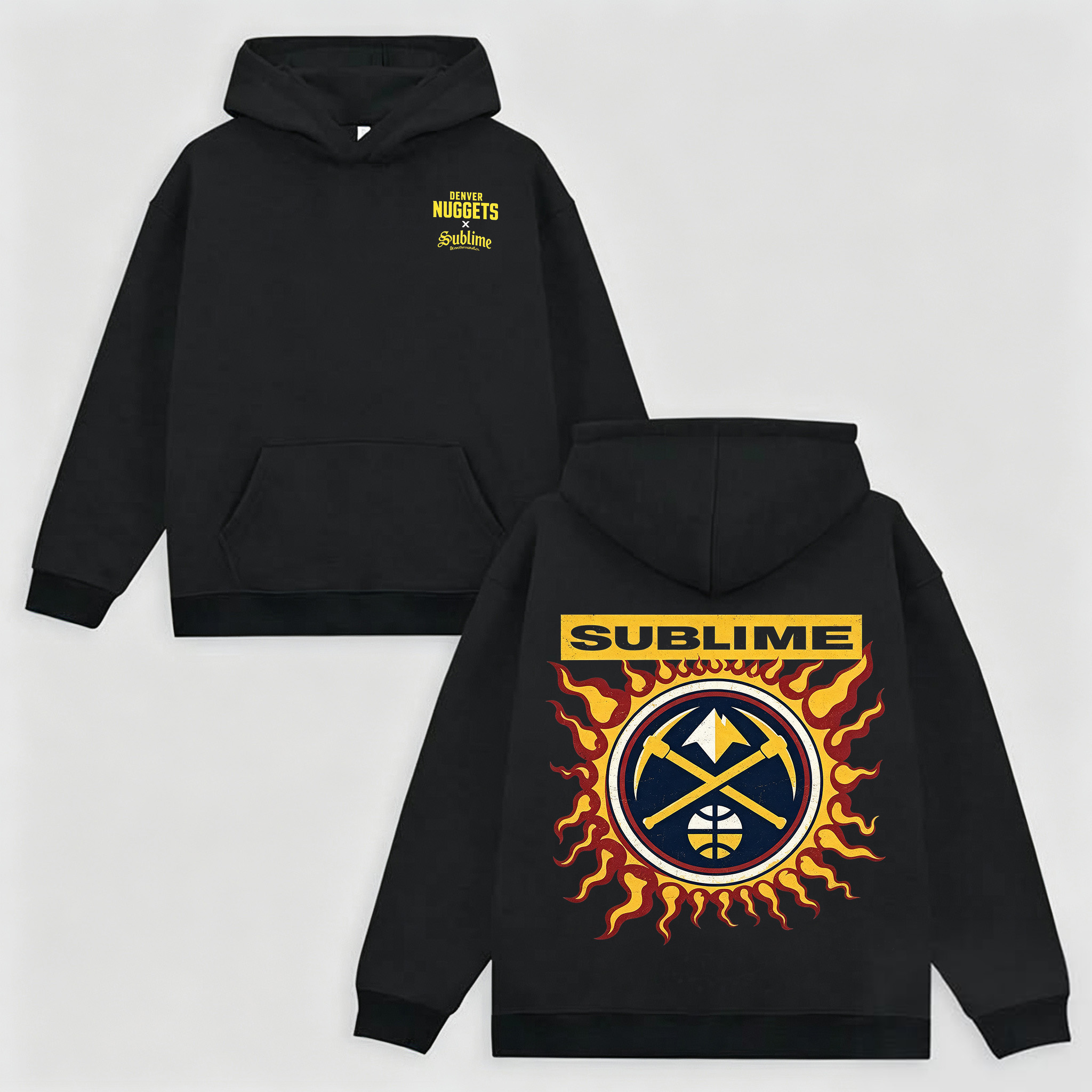 Minimal Chest Co-brand Text Burning Emblem Back Hoodie