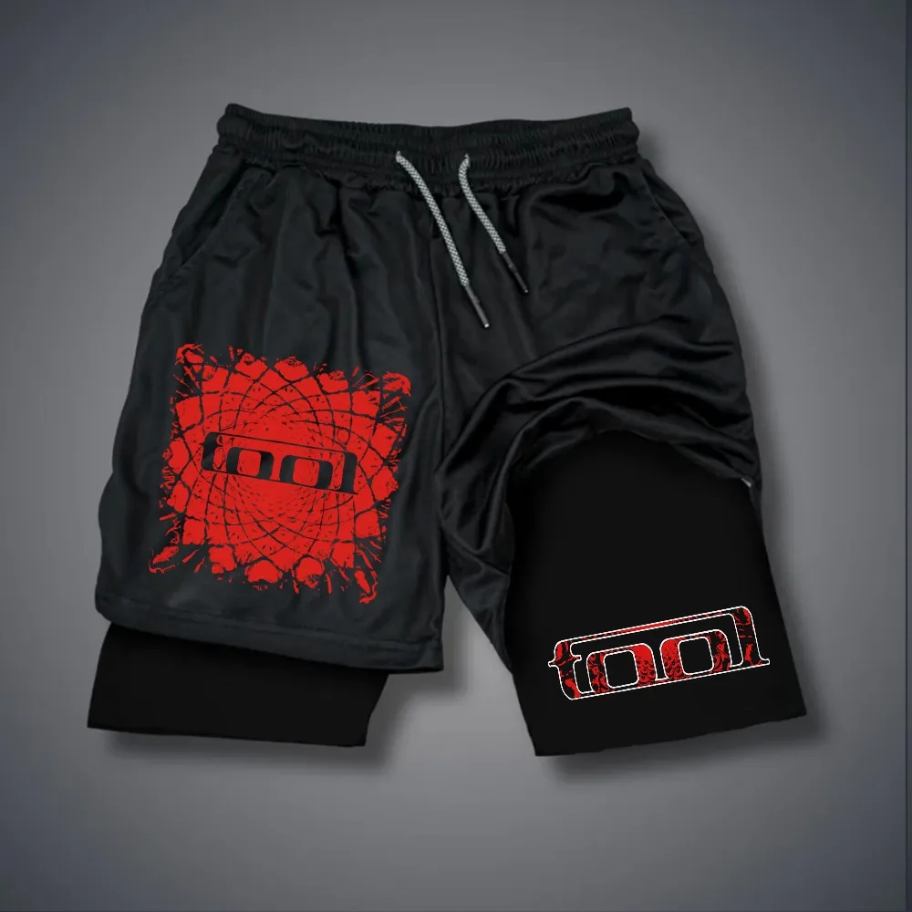 Red Shatter Web Logo Double Layer Metal Shorts