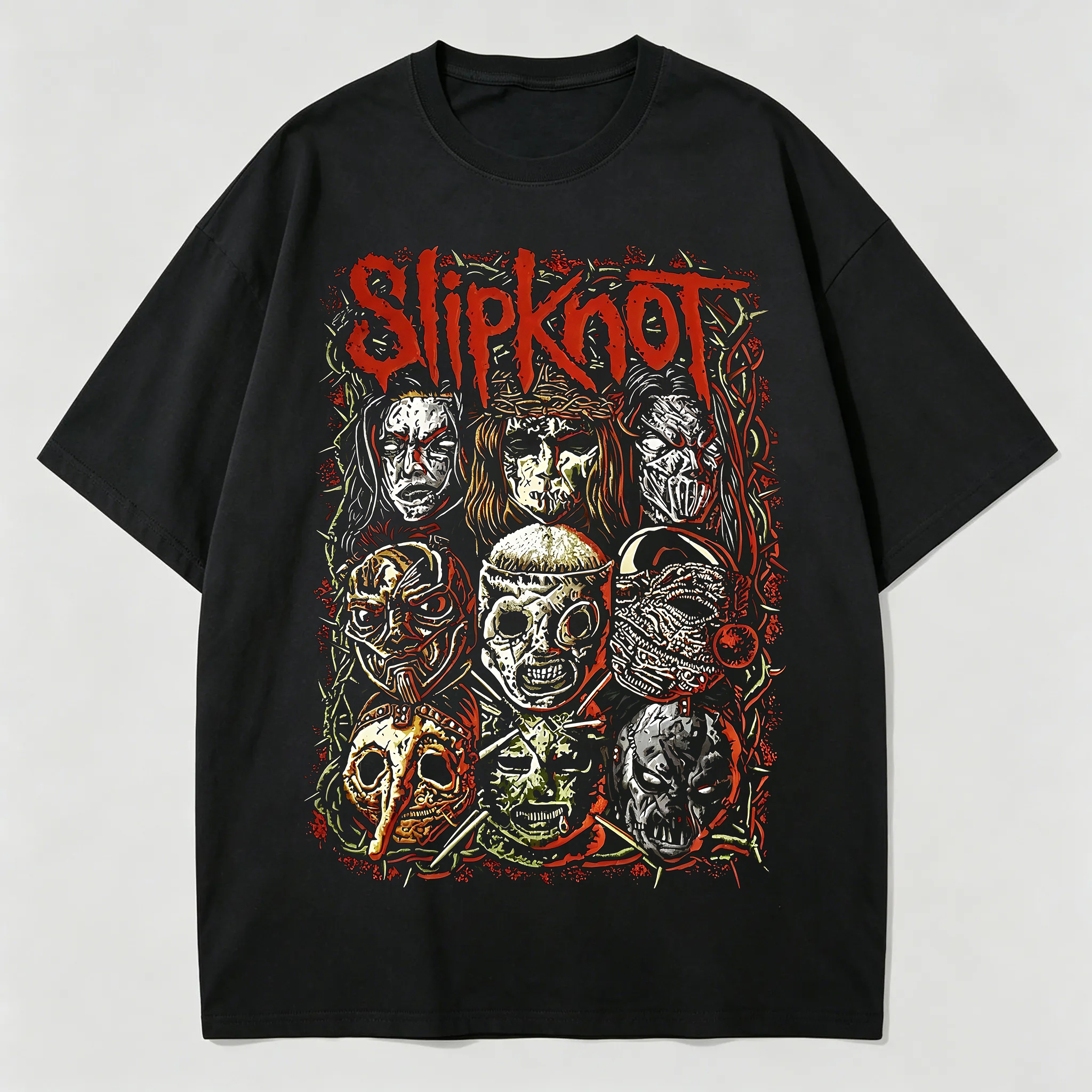 Slipknot Masks Thorn Collage Graphic Tee