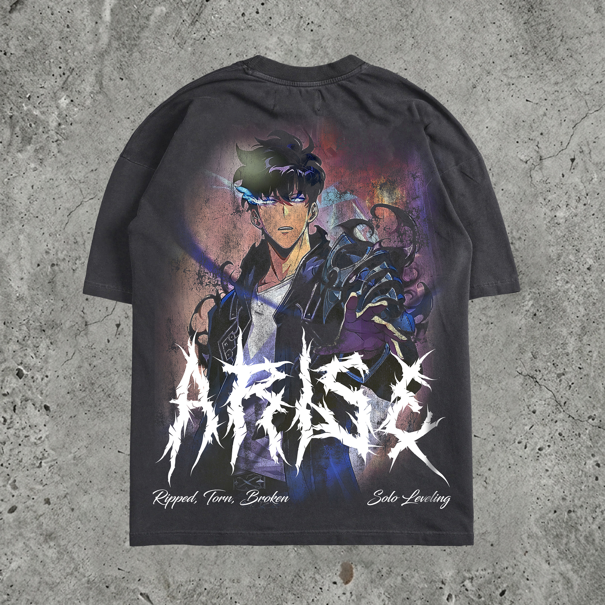 Shadow Hunter Dark Anime Graphic Pure Cotton Washed Oversized Tee