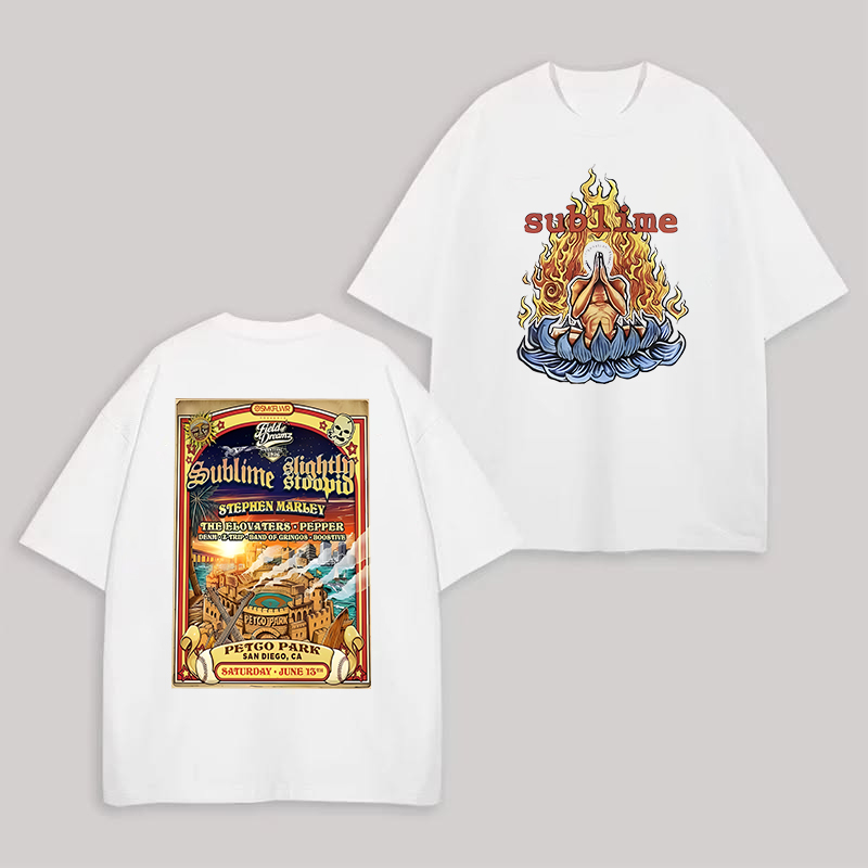Front Burning Lotus Art Detailed Gig Poster Back Tee