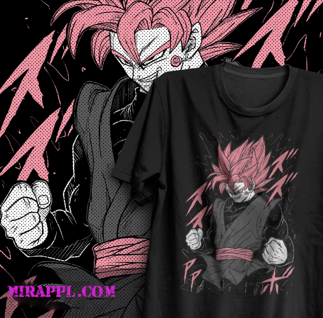 Dragon Ball Super Saiyan Rosé Black Goku Tee