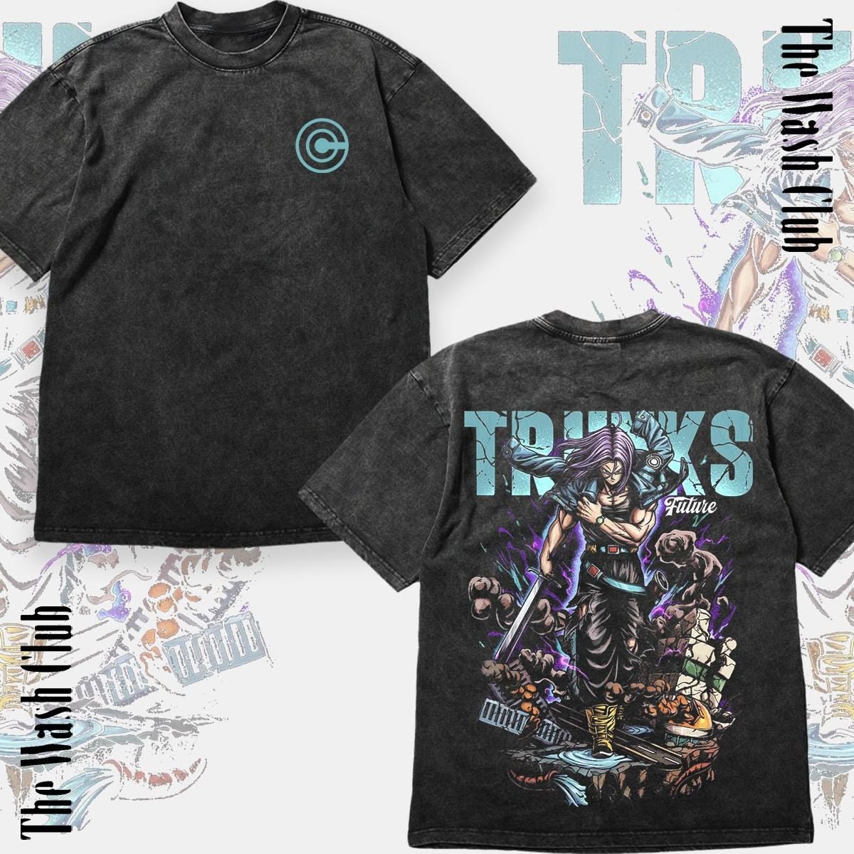 DBZ Trunks Streetwear Distressed Front & Back T-Shirt