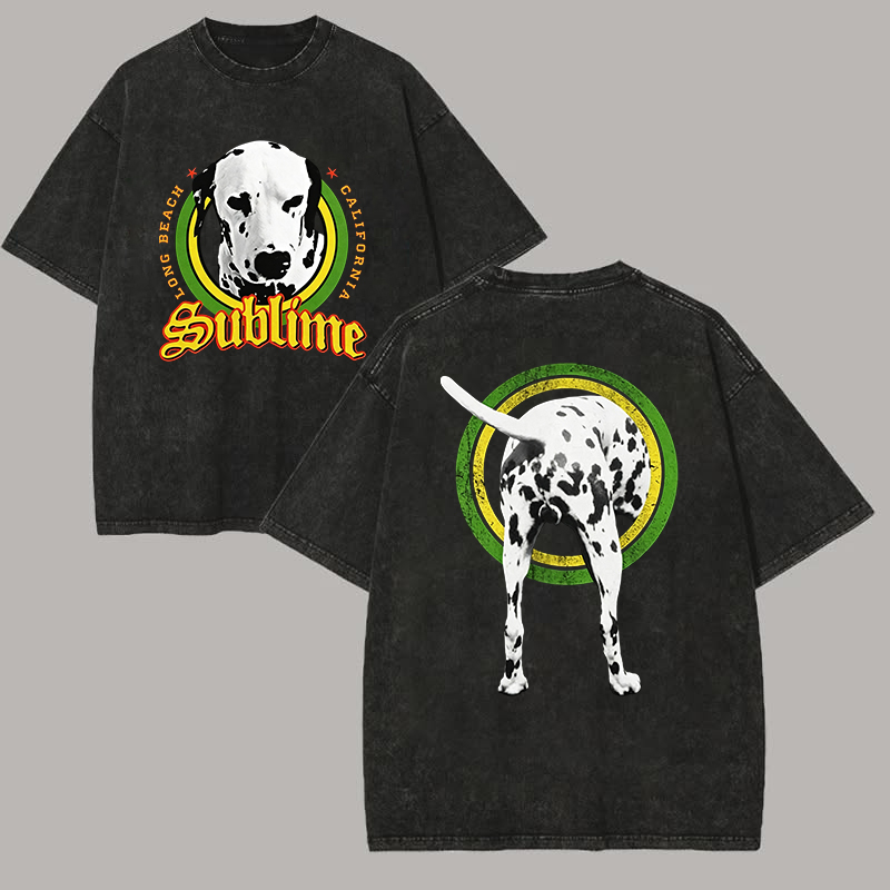 Sublime Dalmatian Dog Double Sided Acid Wash Tee