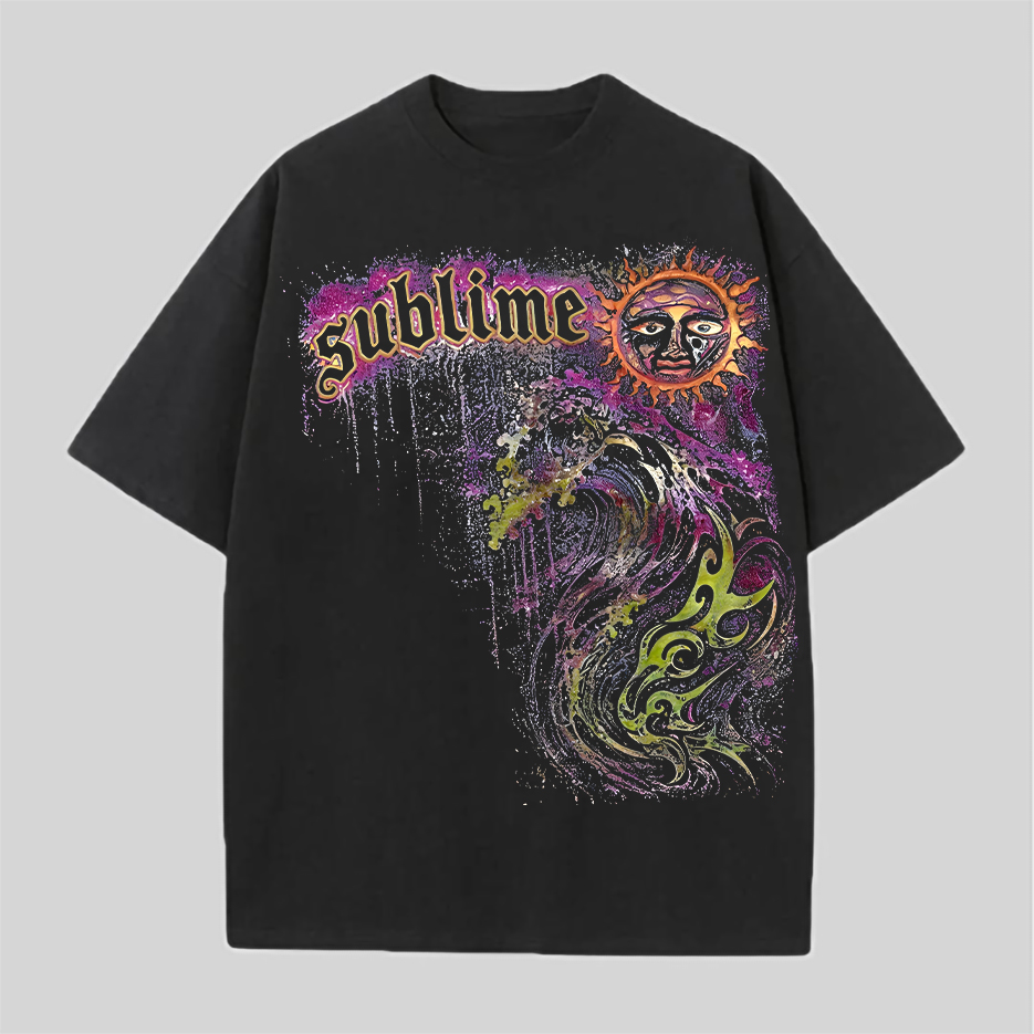 Splatter Paint Tribal Wave Oversized Band T-Shirt