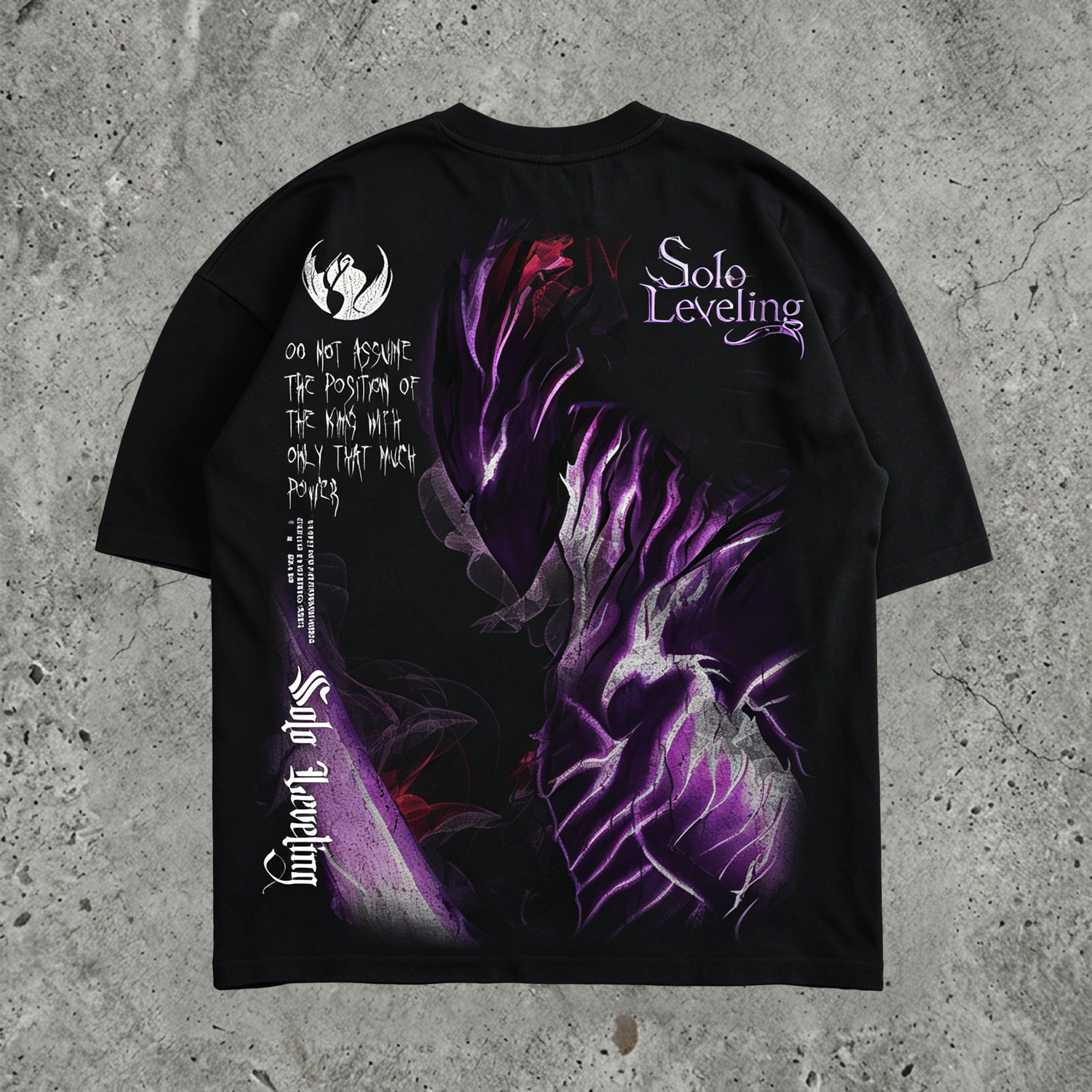Shadow Hunter Dark Anime Graphic Pure Cotton Washed Oversized Tee