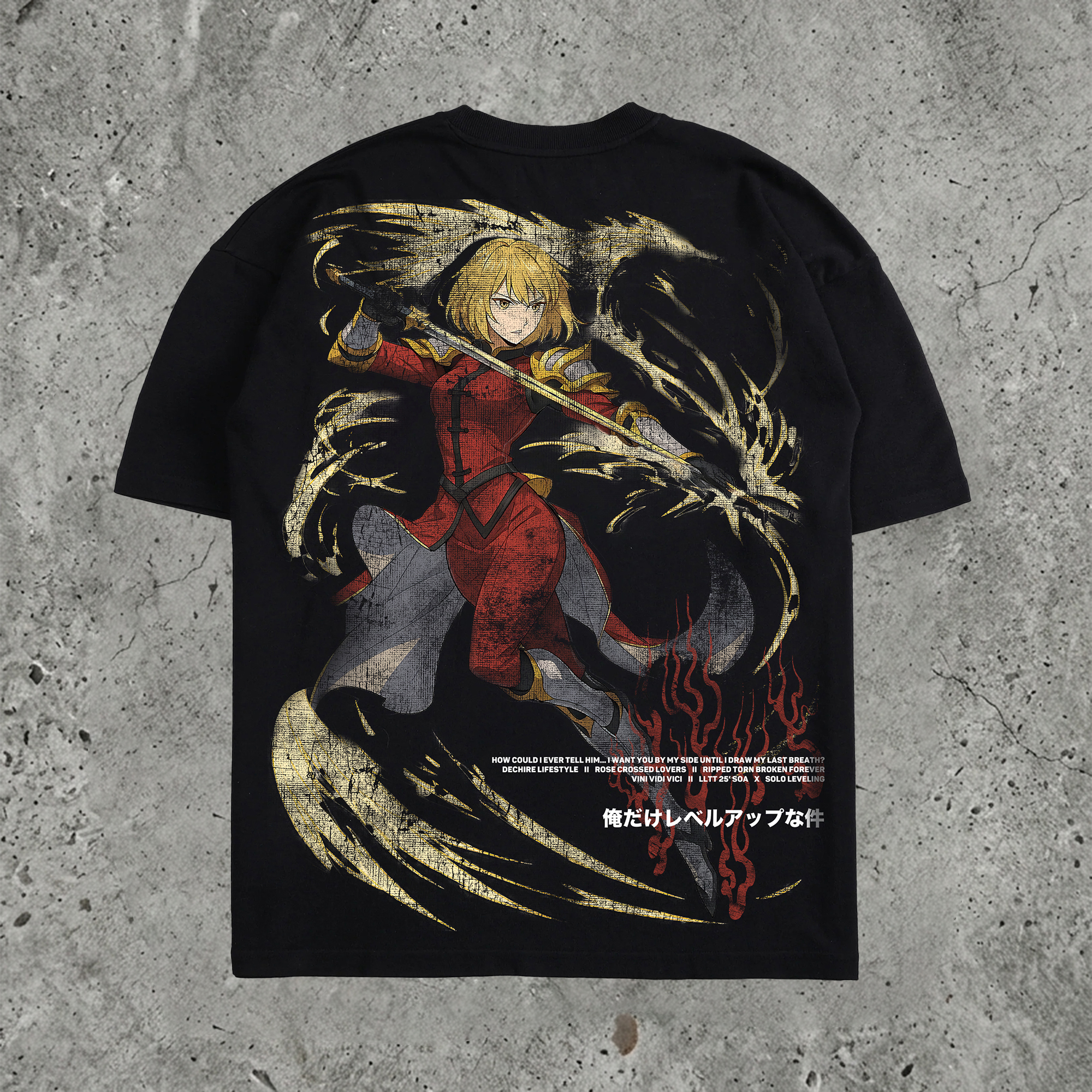 Shadow Hunter Dark Anime Graphic Pure Cotton Washed Oversized Tee