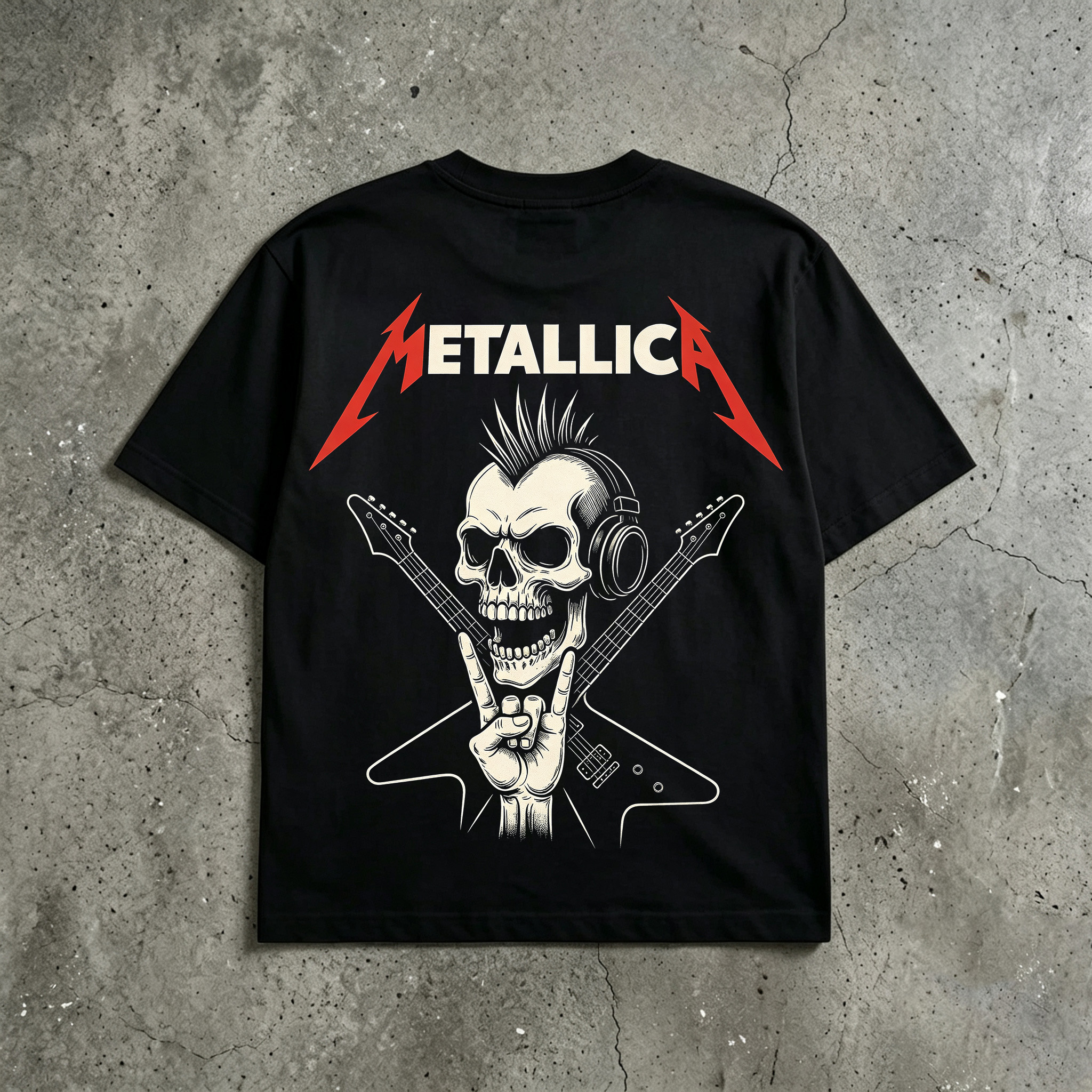 Metallica Mohawk Skull Guitar Vintage Tee