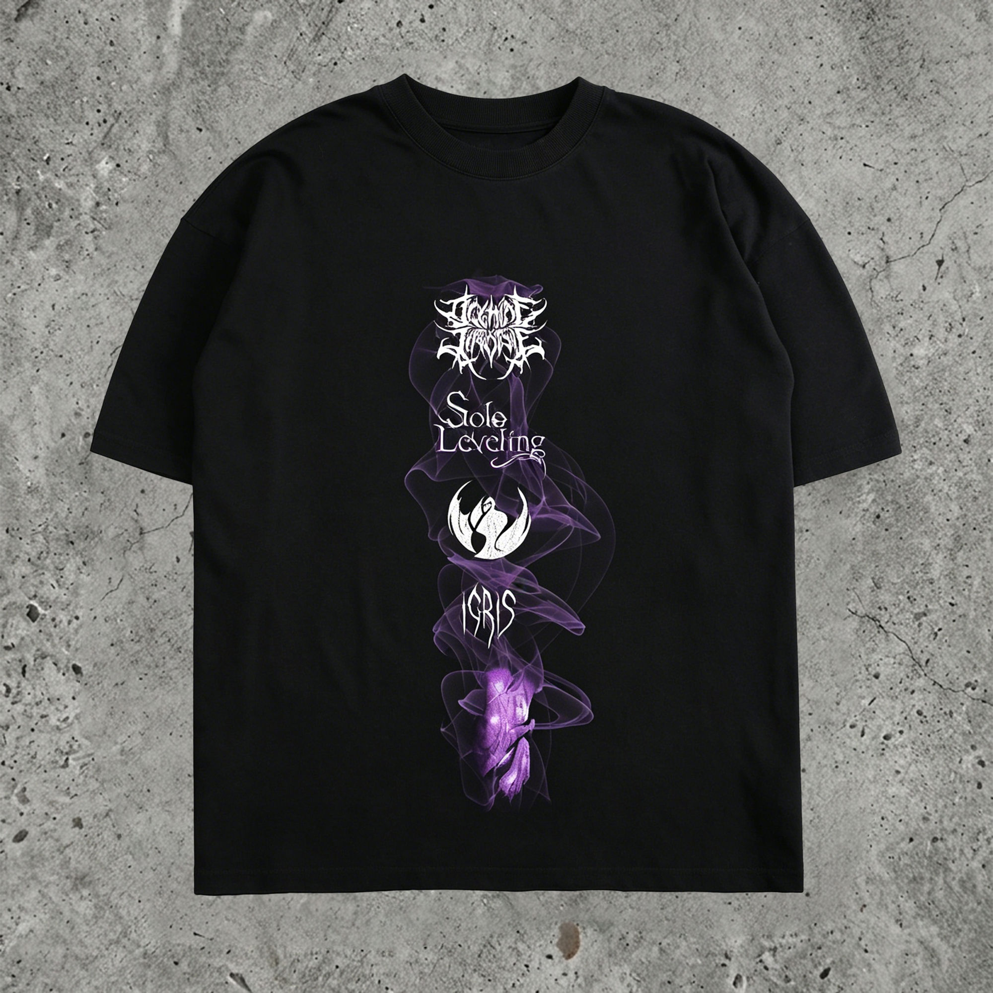 Shadow Hunter Dark Anime Graphic Pure Cotton Washed Oversized Tee