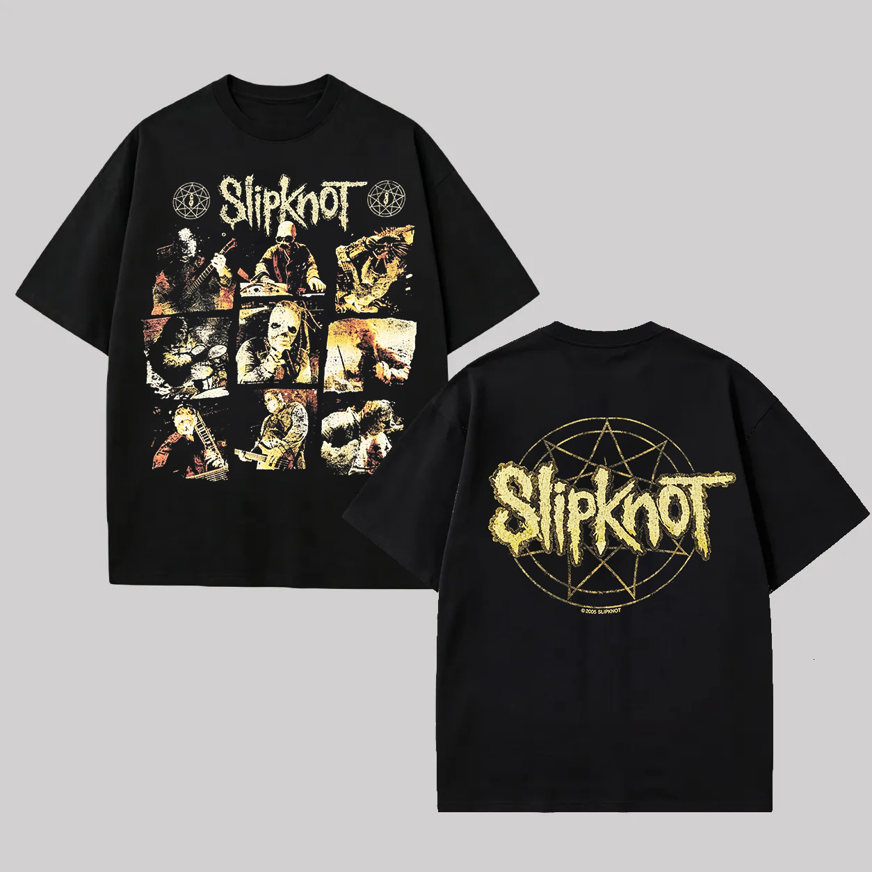 Slipknot Band Photo Collage Pentagram Double Sided Tee