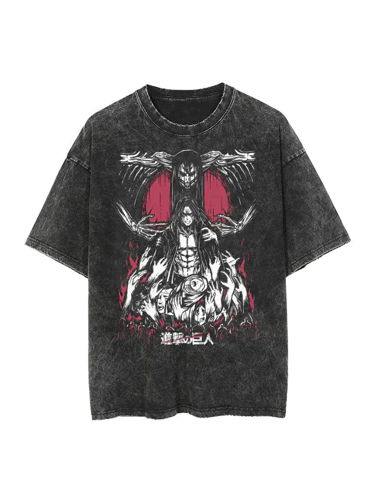 Attack On Titan Main Characters Vintage Washed T-Shirt
