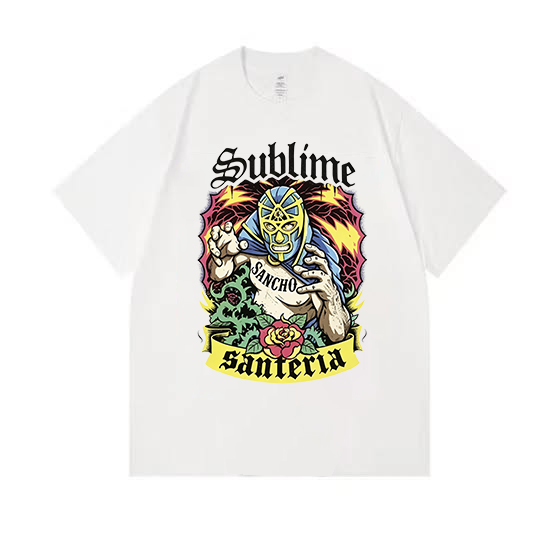 Colorful Lucha Mask Rose Decor Oversized Casual Tee