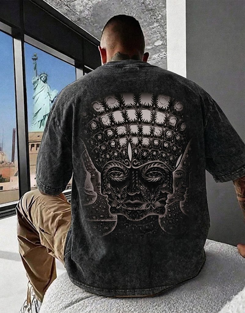 "Stone Face" Washed Oversized Rock Tee