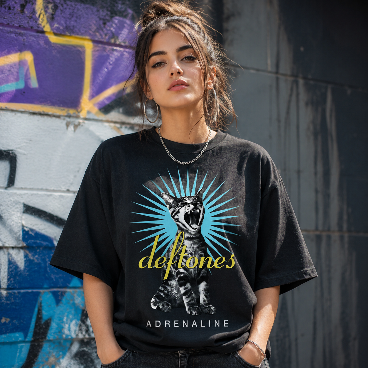Deftones Adrenaline Cat Graphic Tee