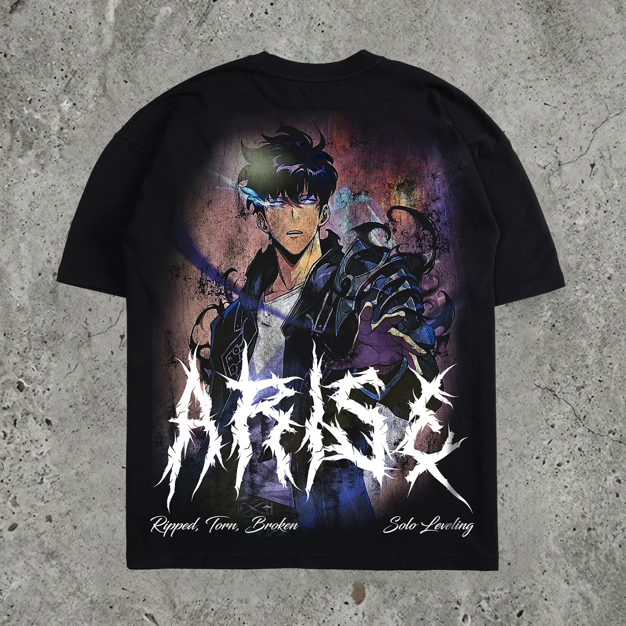 Shadow Hunter Dark Anime Graphic Pure Cotton Washed Oversized Tee