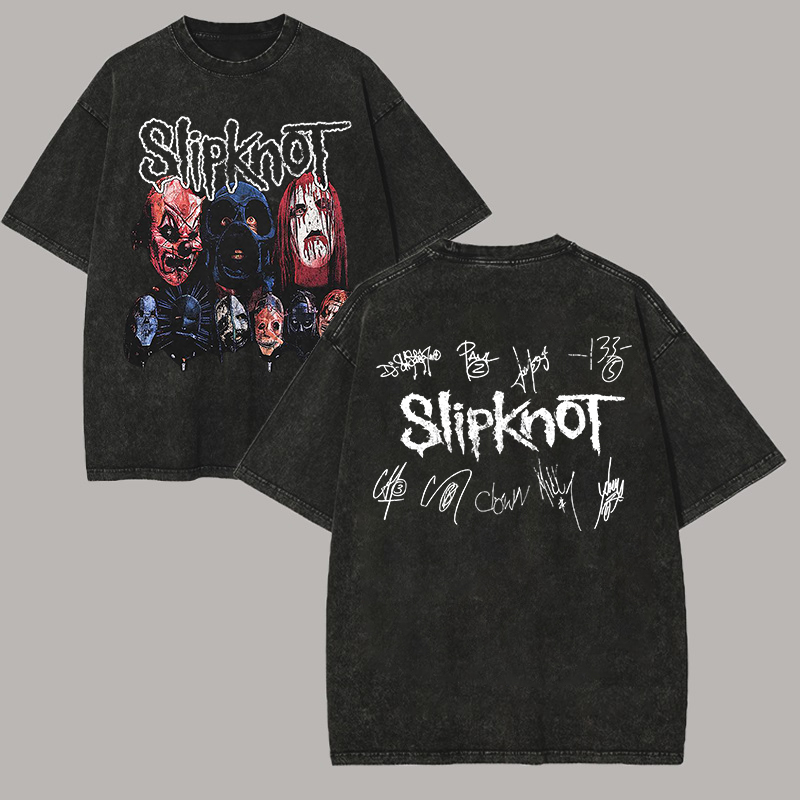 Slipknot Full Member Masks Oversized Nu Metal Tee