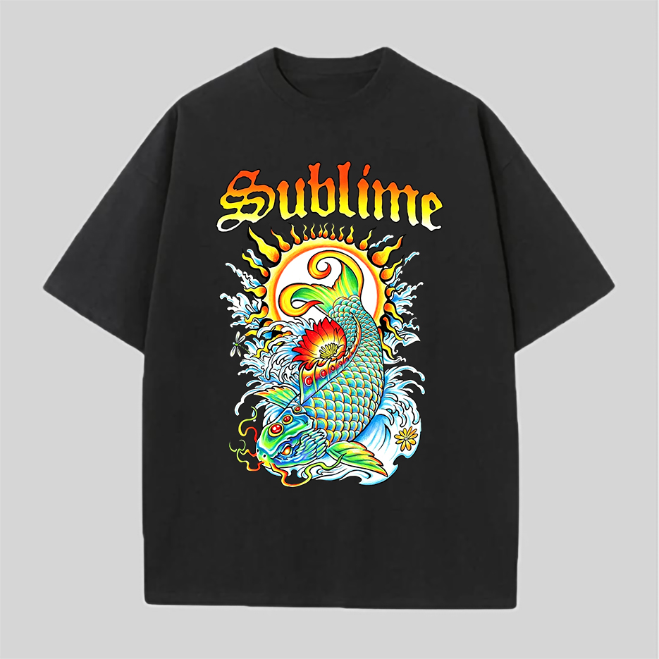 Colorful Traditional Koi Oversized Reggae Rock Tee