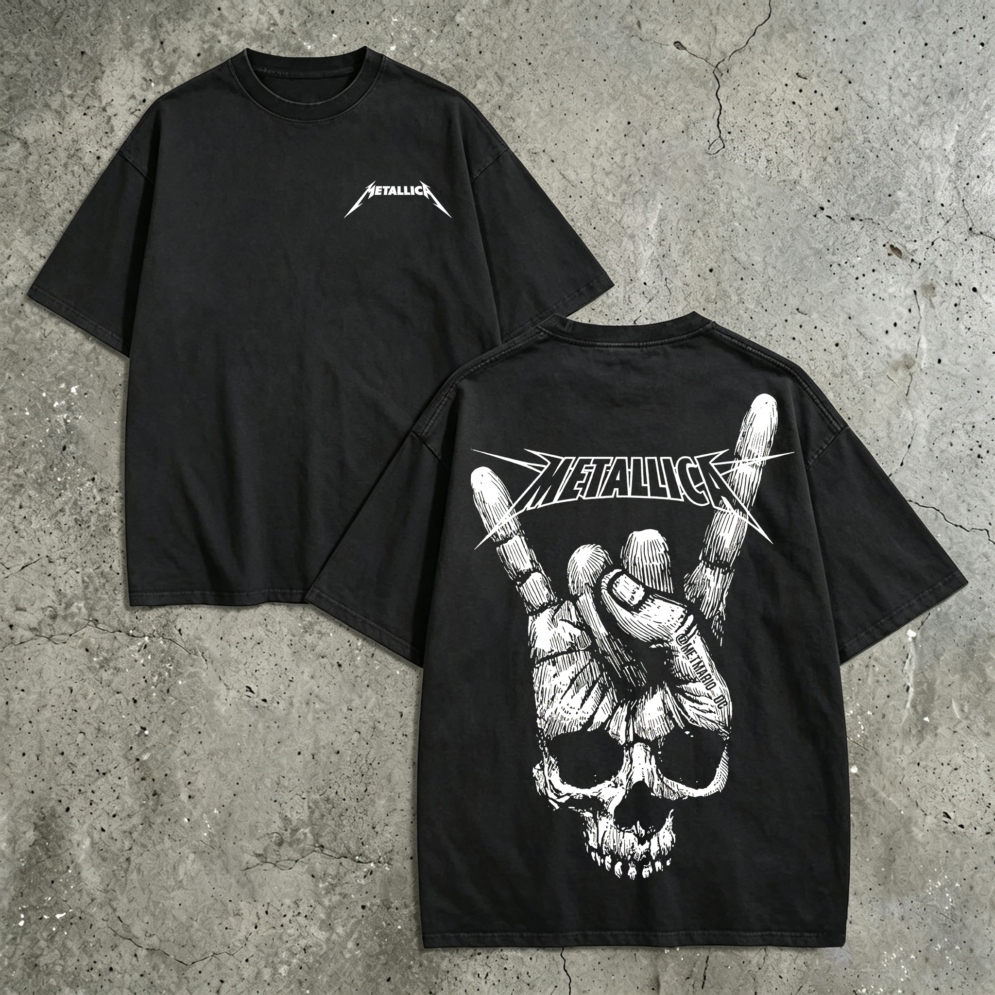 Metallica Rock On Skull Graphic Band Tee