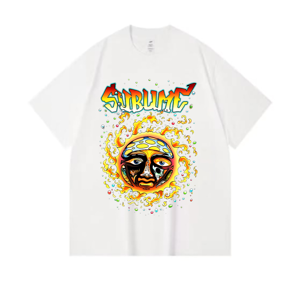 Sublime Fire Psychedelic Sun Face Graphic Tee