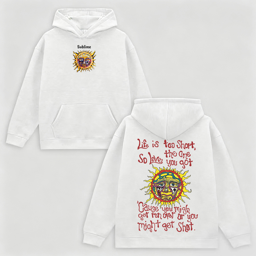 Vintage Sun Lyric Print Hoodie