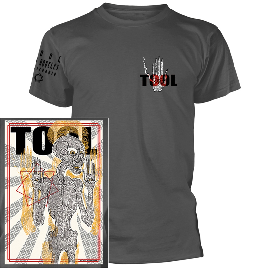 Vintage Sketch Skeleton Hexagram Oversized Rock Tee