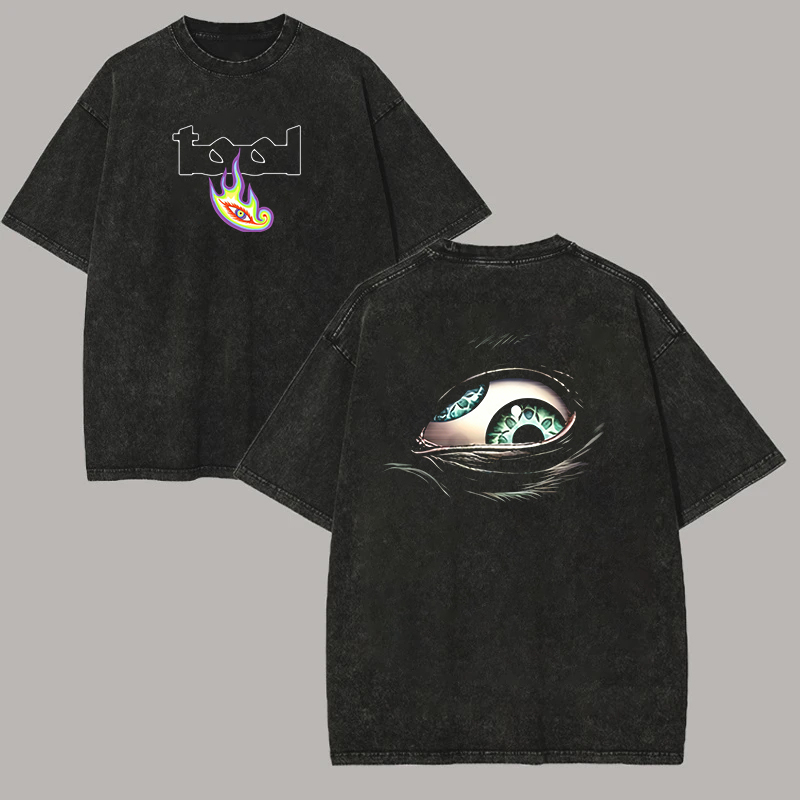 Trippy Rainbow Flame Eye Oversized Vintage Rock Tee