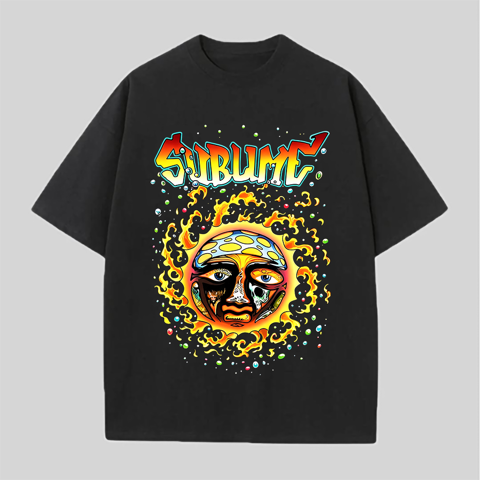 Sublime Fire Psychedelic Sun Face Graphic Tee