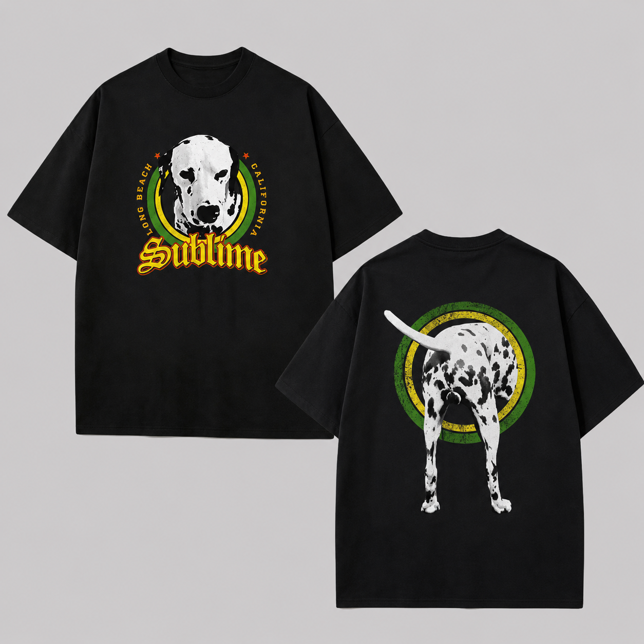 Funny Front Back Dalmatian Graphic Oversized Tee