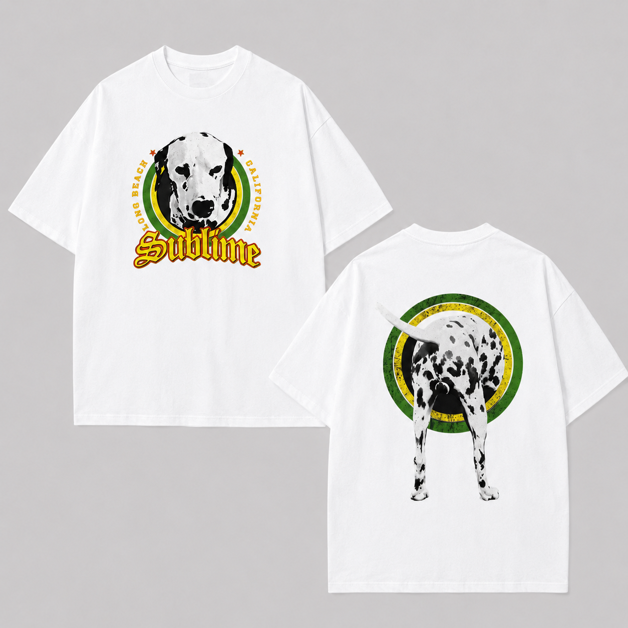 Funny Front Back Dalmatian Graphic Oversized Tee