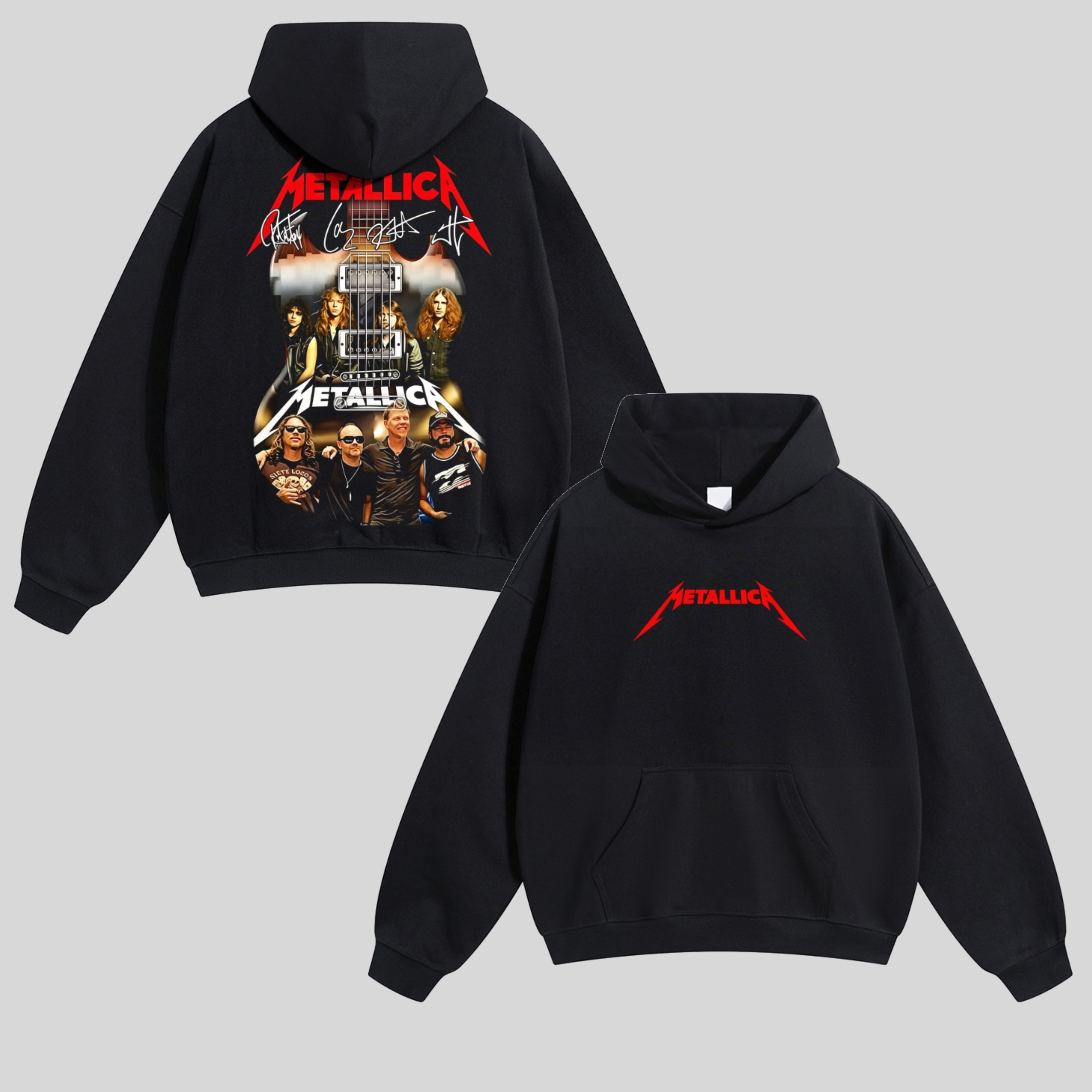 Band Signature Collage Guitar Hoodie