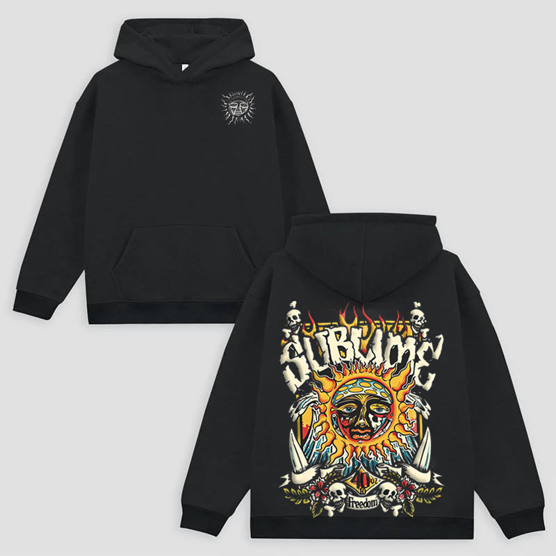 Retro Old School Surf Skull Sun Street Hoodie