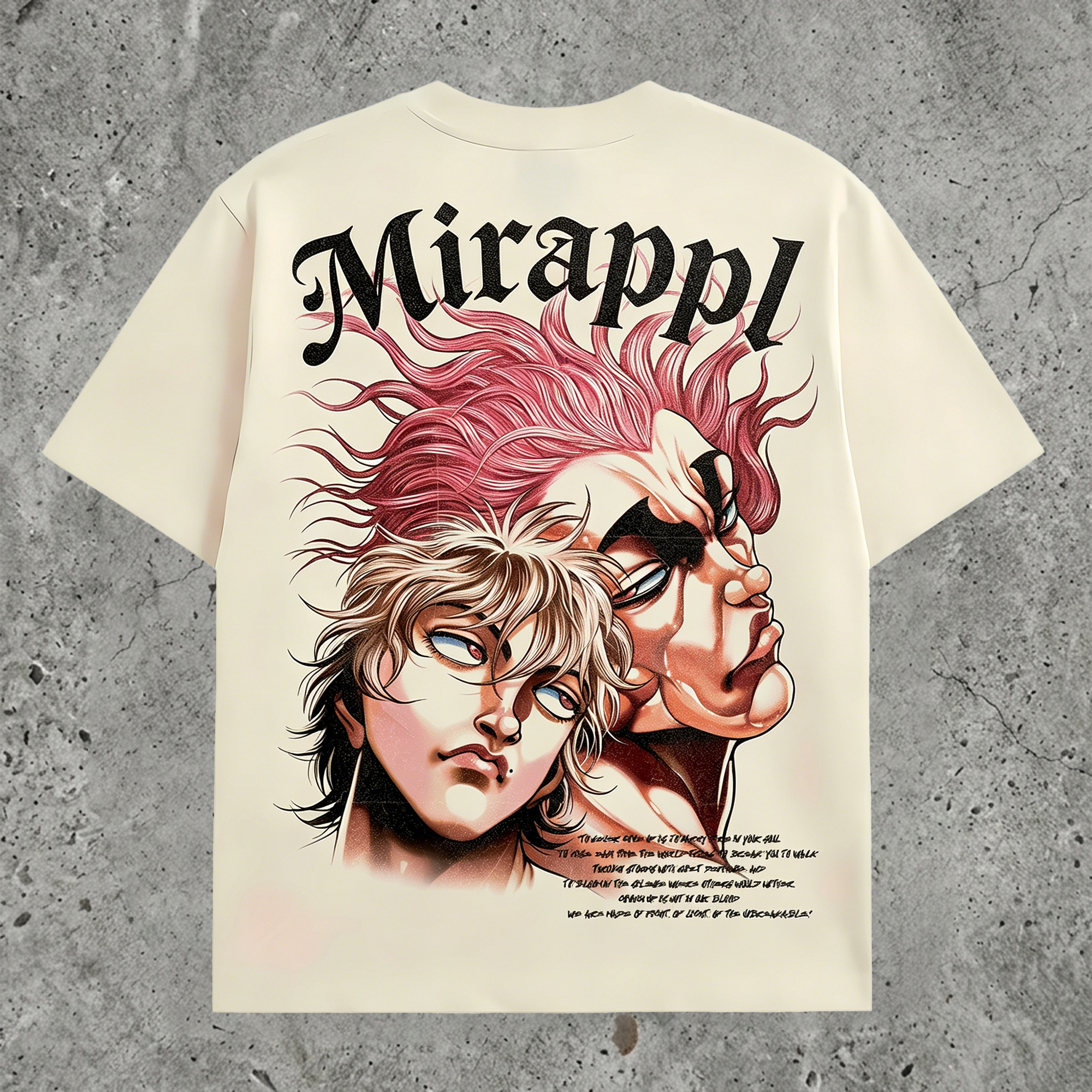Brutal Strength Fighter Manga Back Print Pure Cotton Washed Oversized Tee