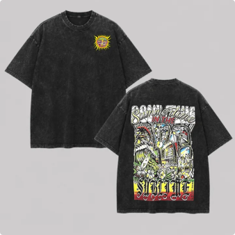 Tiny Sun Chest Badge Dense Retro Back Art Washed Tee