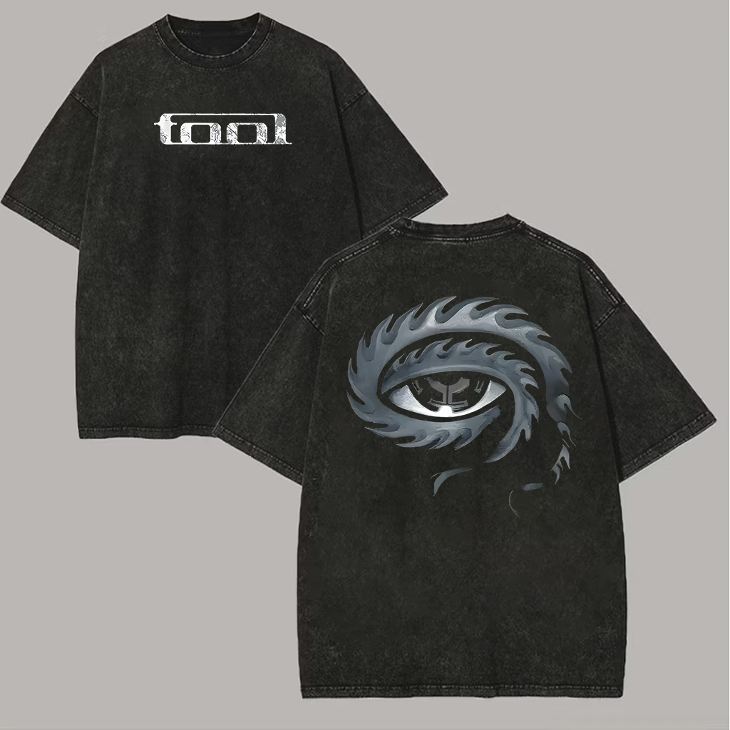  Metallic Swirl Eye Oversized Vintage Rock Tee