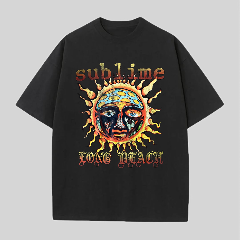 Sublime Long Beach Vintage Sun Face Graphic Tee