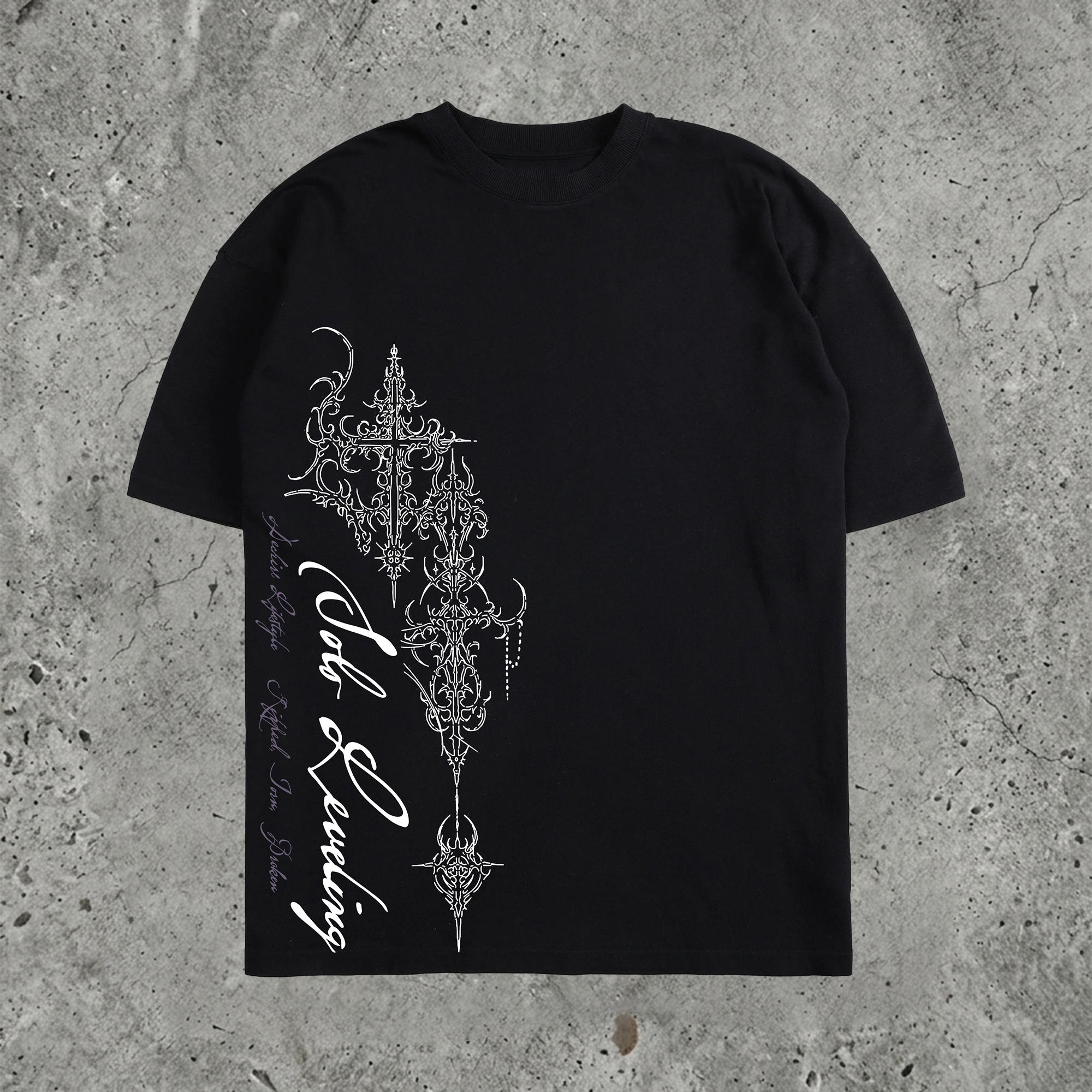 Shadow Hunter Dark Anime Graphic Pure Cotton Washed Oversized Tee