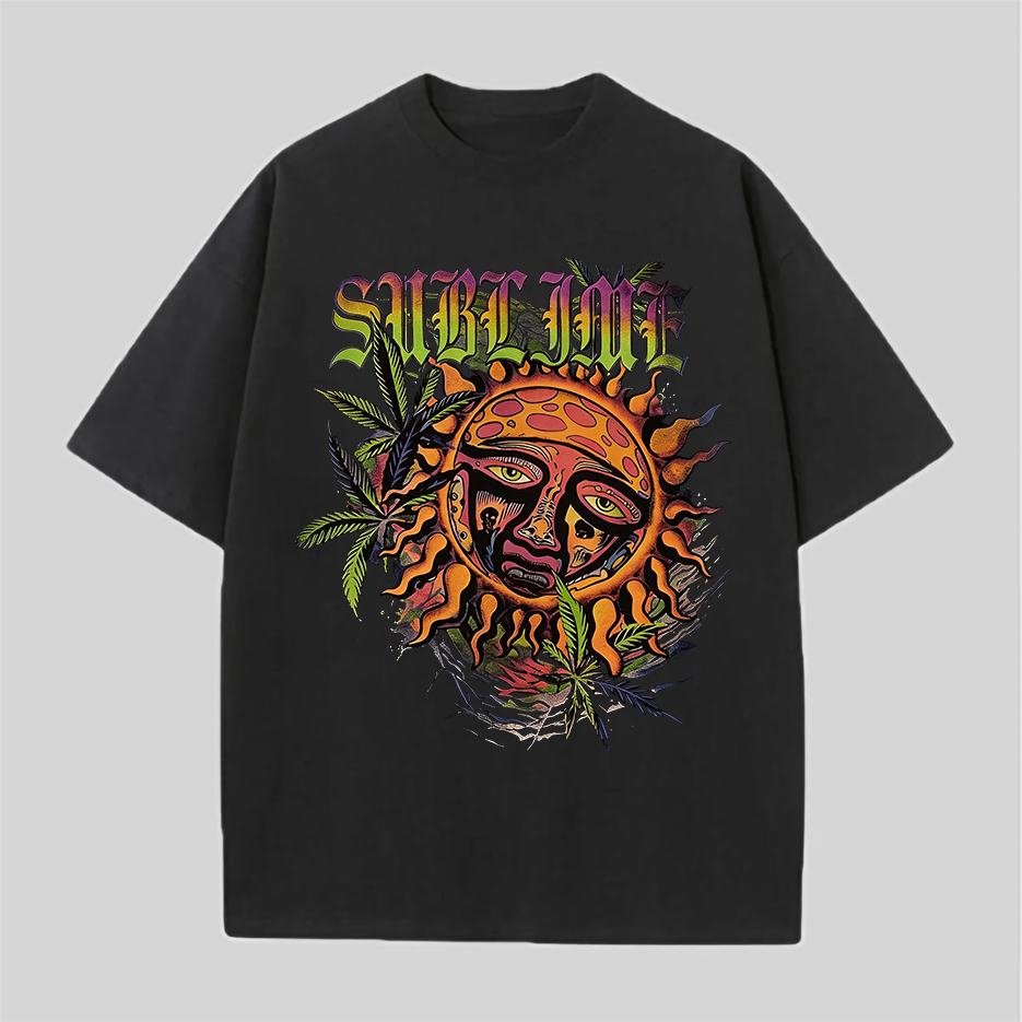 Sublime Classic Sun Face Hemp Leaf Graphic Tee