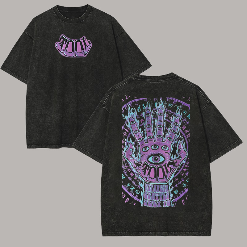 All-Seeing Eye Flame Palm Oversized Metal Tee