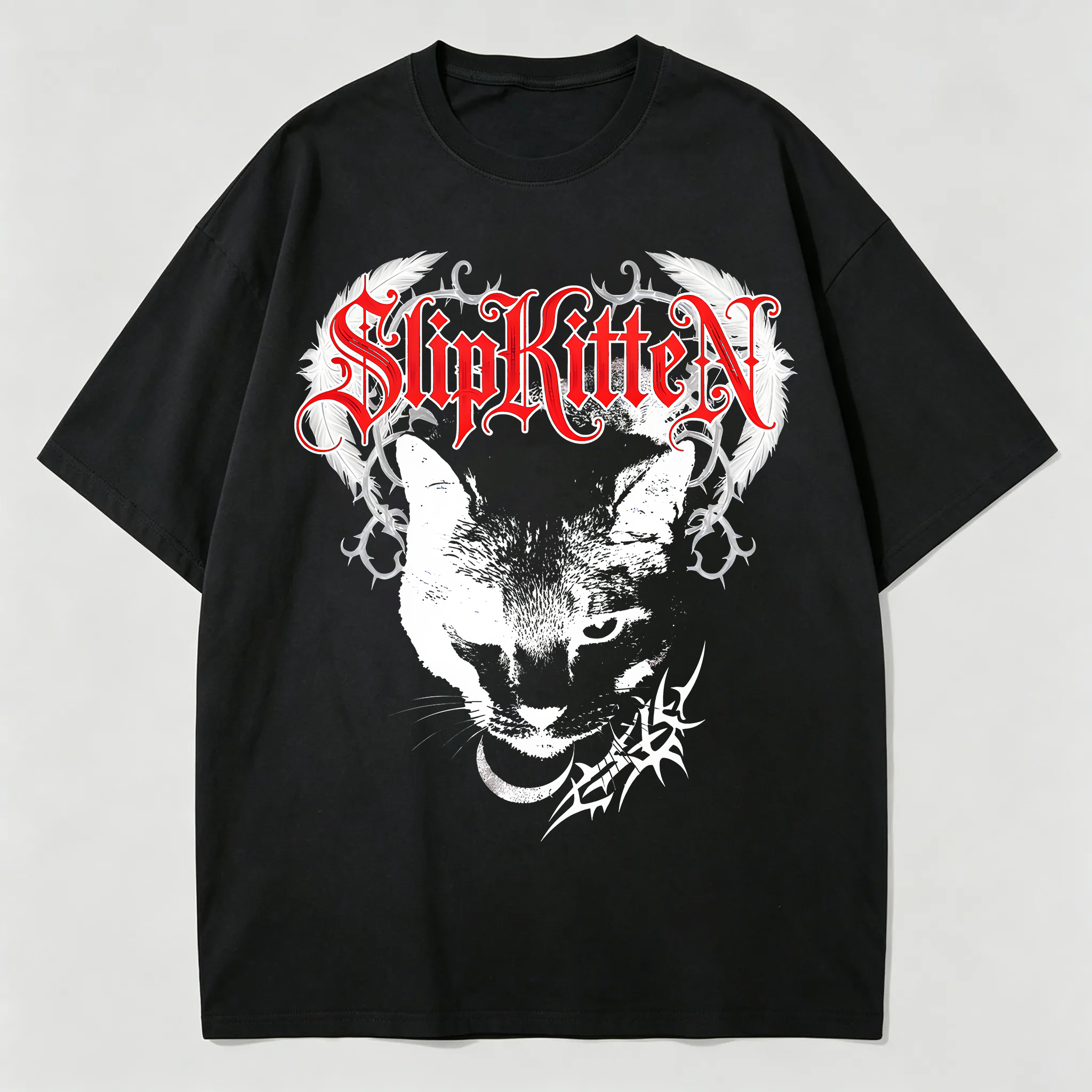 Slipkitten Gothic Cat Graphic T-Shirt