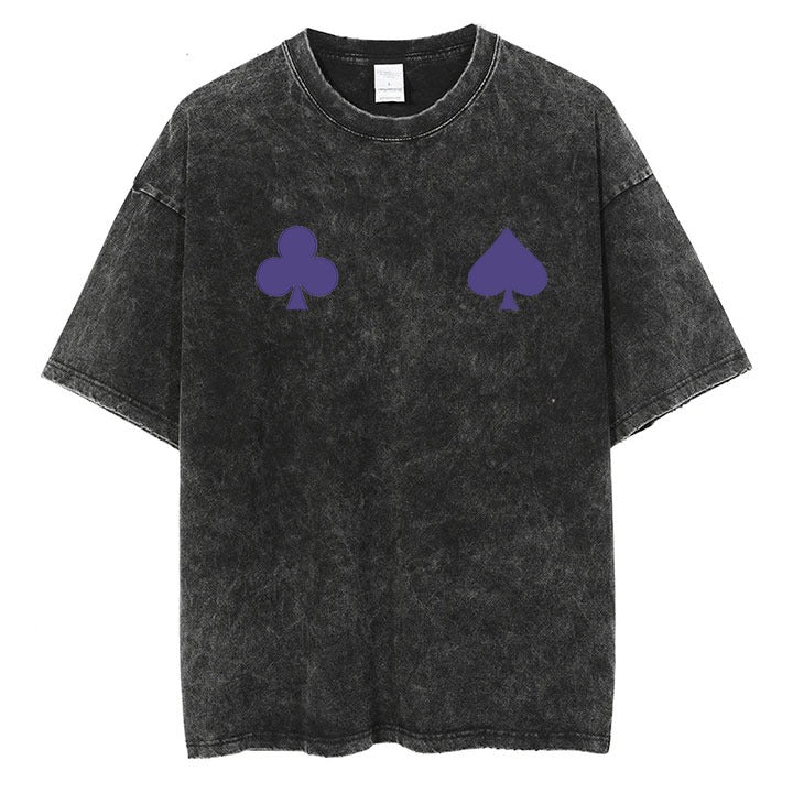 Poker Suits Symbol Premium Vintage Washed Oversized Tee