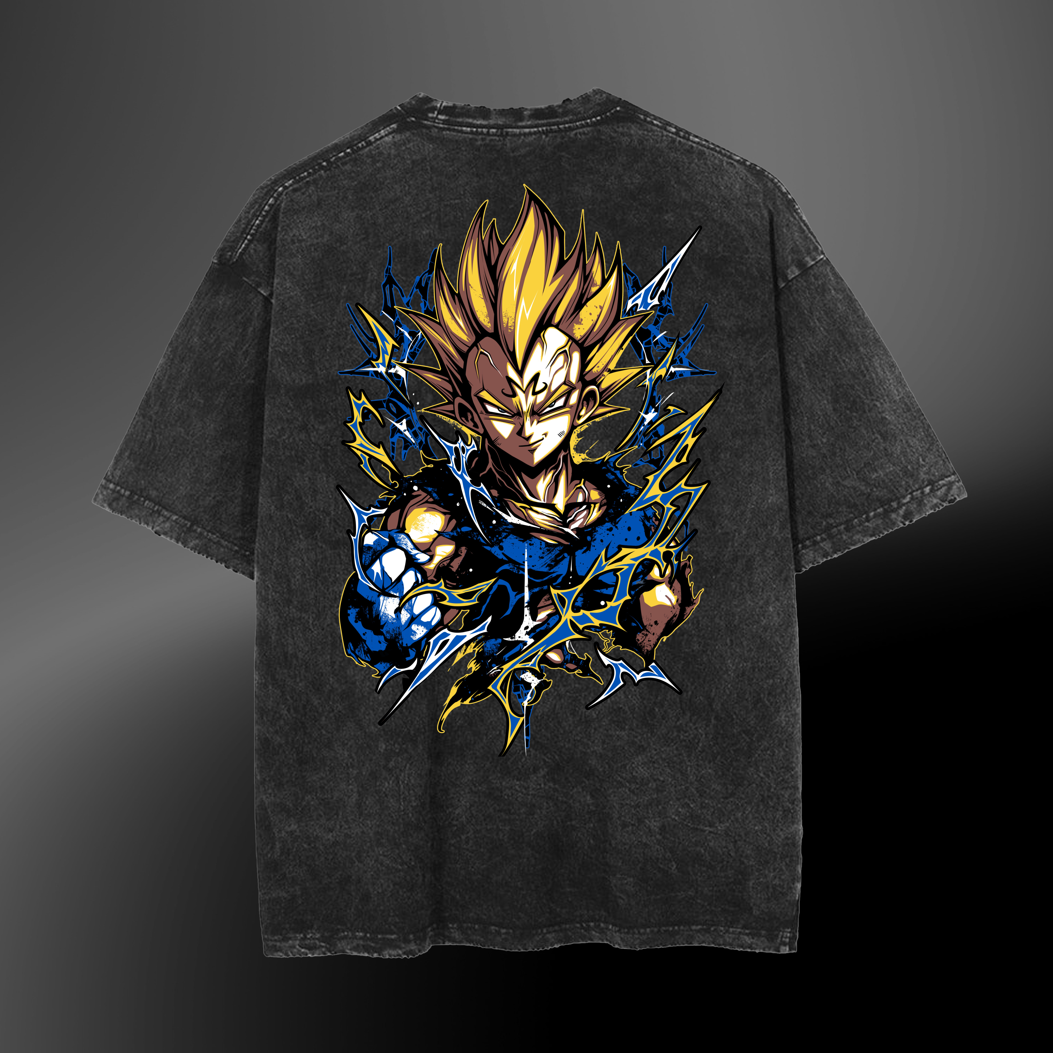 DBZ Majin Vegeta Streetwear Distressed Oversized T-Shirt