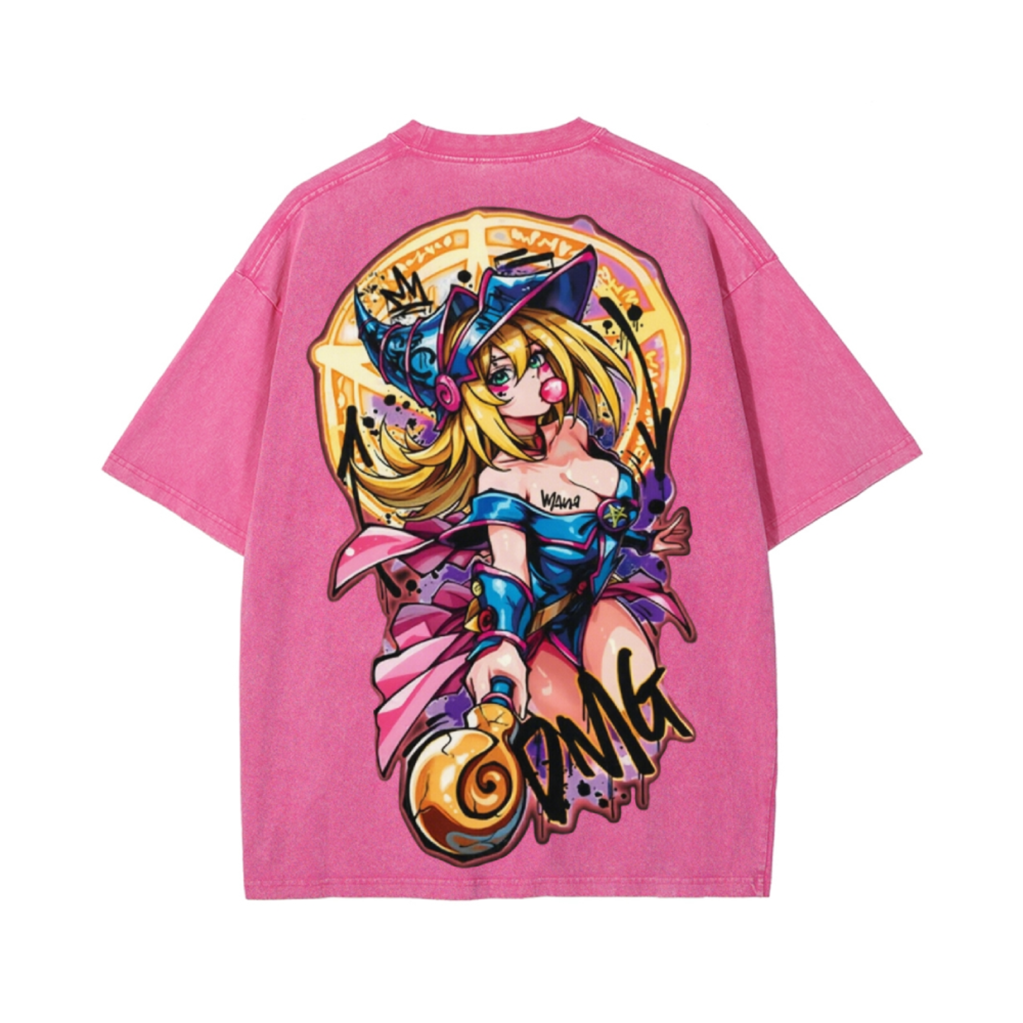 YUGIOH DARK MAGICIAN GIRL WASHED JUMBO PRINT SHIRT (PINK)