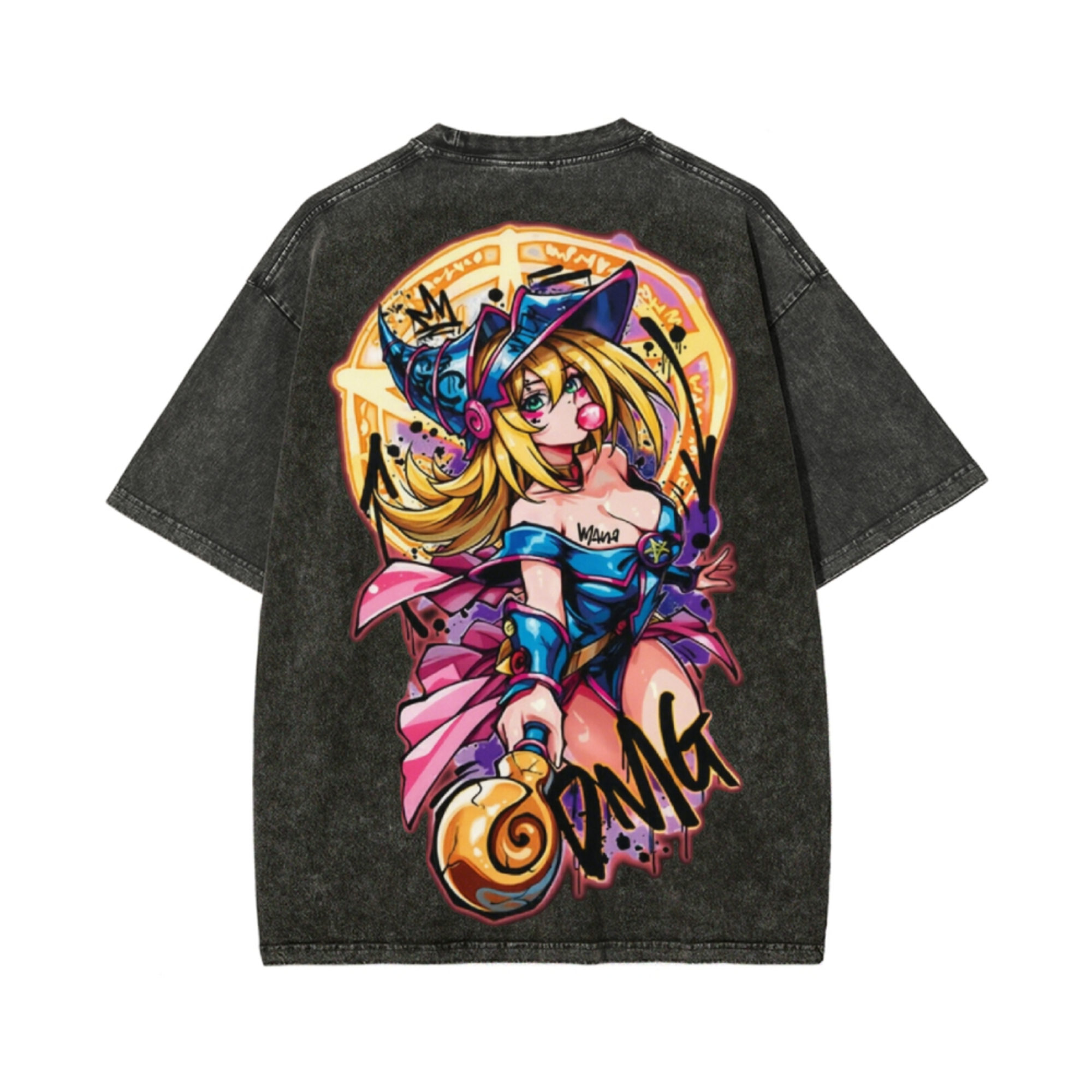 YUGIOH DARK MAGICIAN GIRL WASHED JUMBO PRINT SHIRT 