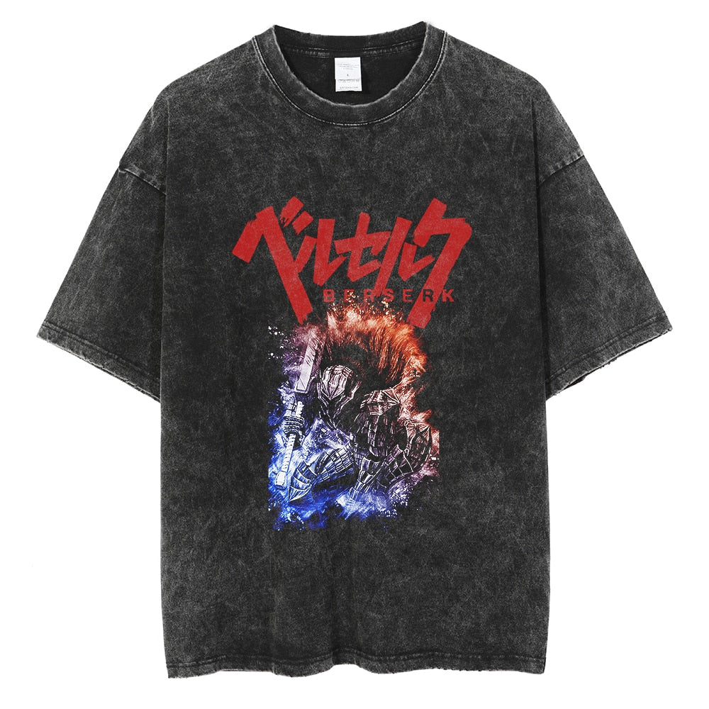 Berserk Guts Berserker Armor Gradient Flame Vintage Washed T-Shirt