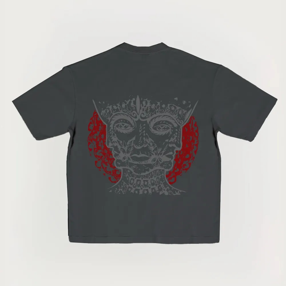 Mystic Tribal Face Oversized Metal Tee