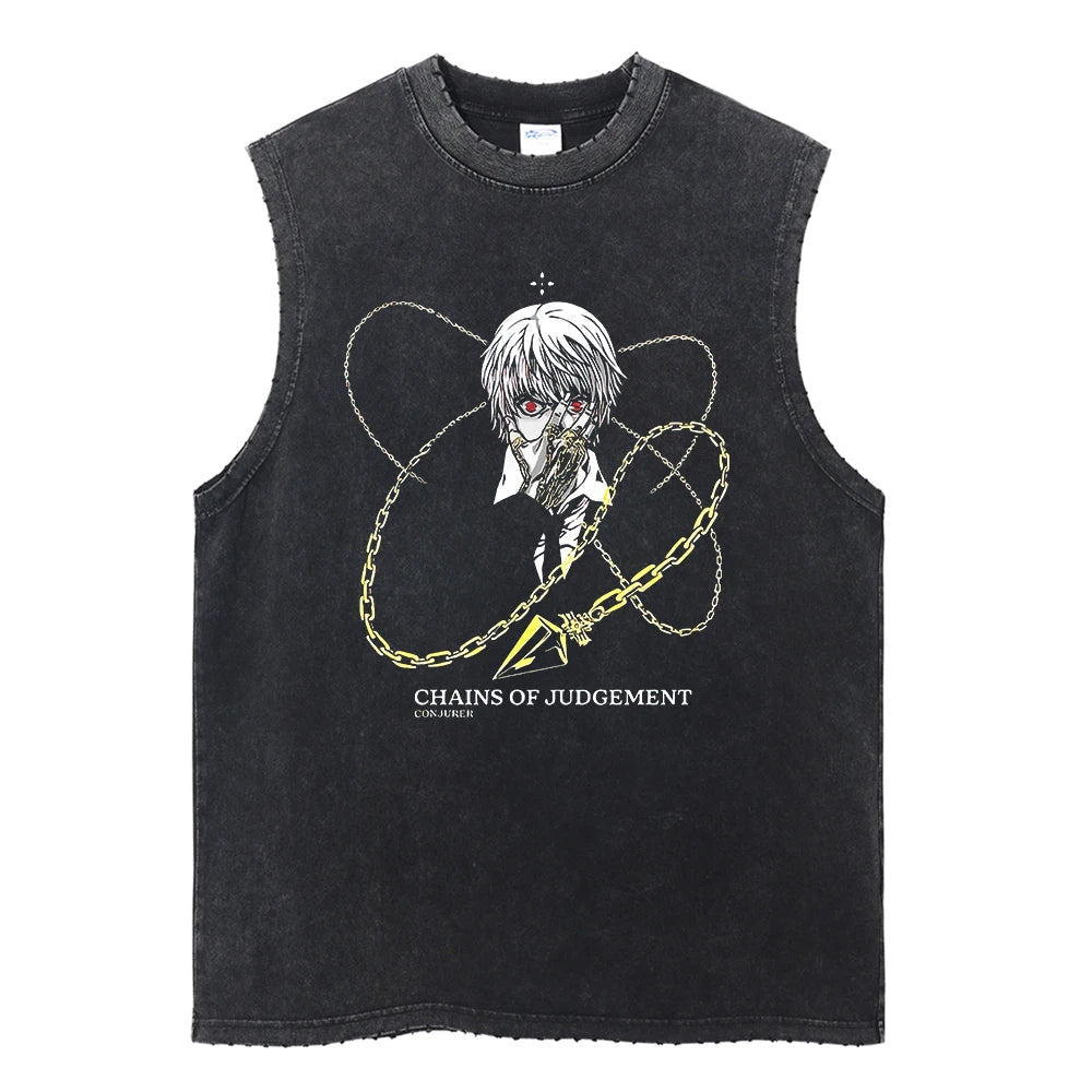 Dark Anime Girl Butterfly Graphic Vintage Washed Tank Top