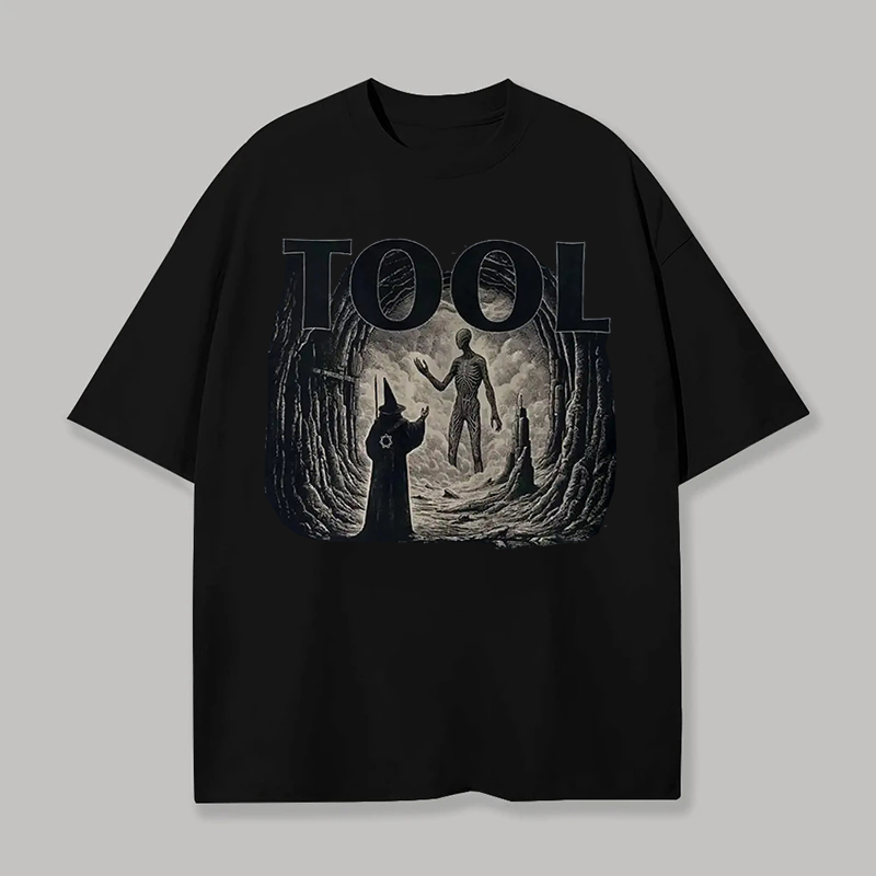 Stretched Surreal Human Figure Oversized Rock Tee