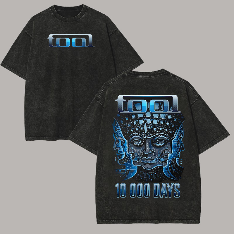Tool 10000 Days Blue Tribal Multi Face Oversized Metal Tee
