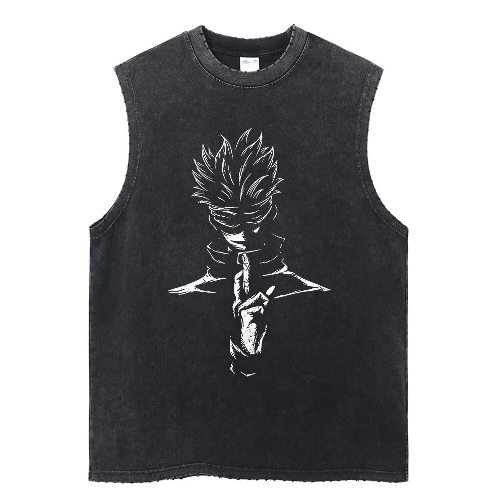 Jujutsu Kaisen Gojo Satoru Vintage Washed Tank Top